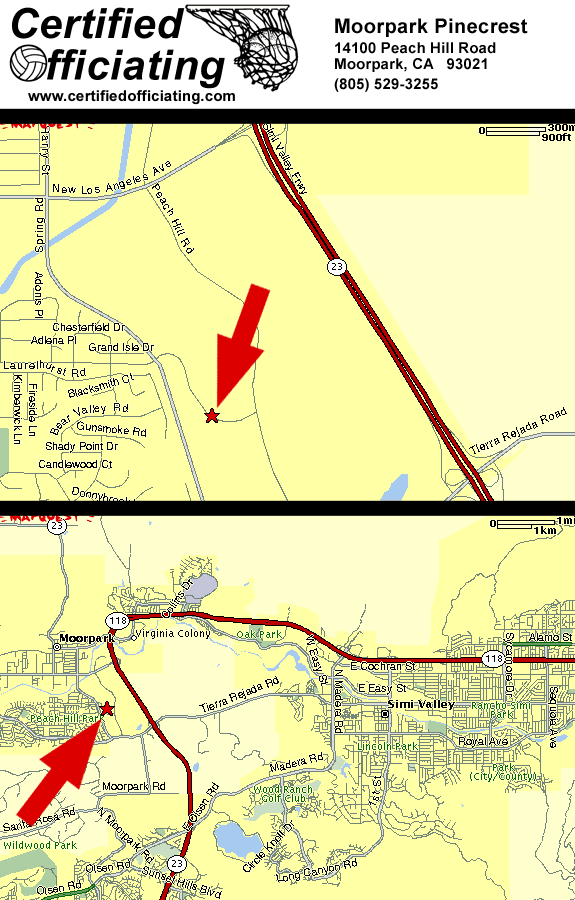 Certified Officiating Moorpark Pinecrest map